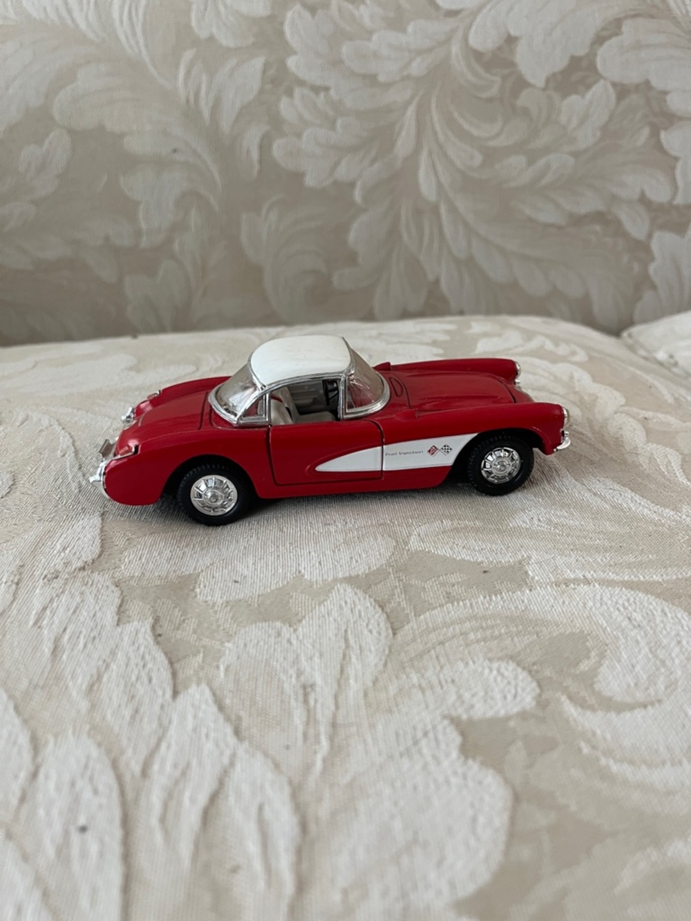 Die-Cast Red and White Classic Sports Car Toy - Kids Toys